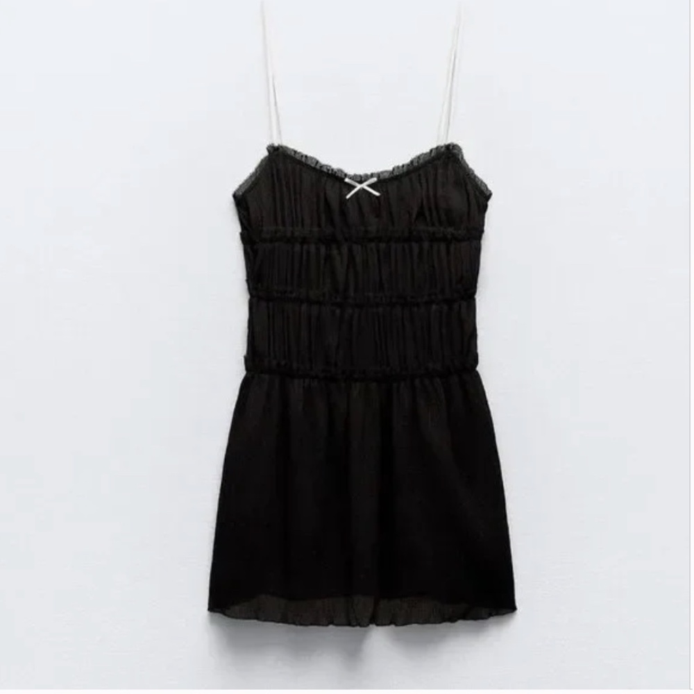 Zara LITTLE BOW TEXTURED DRESS